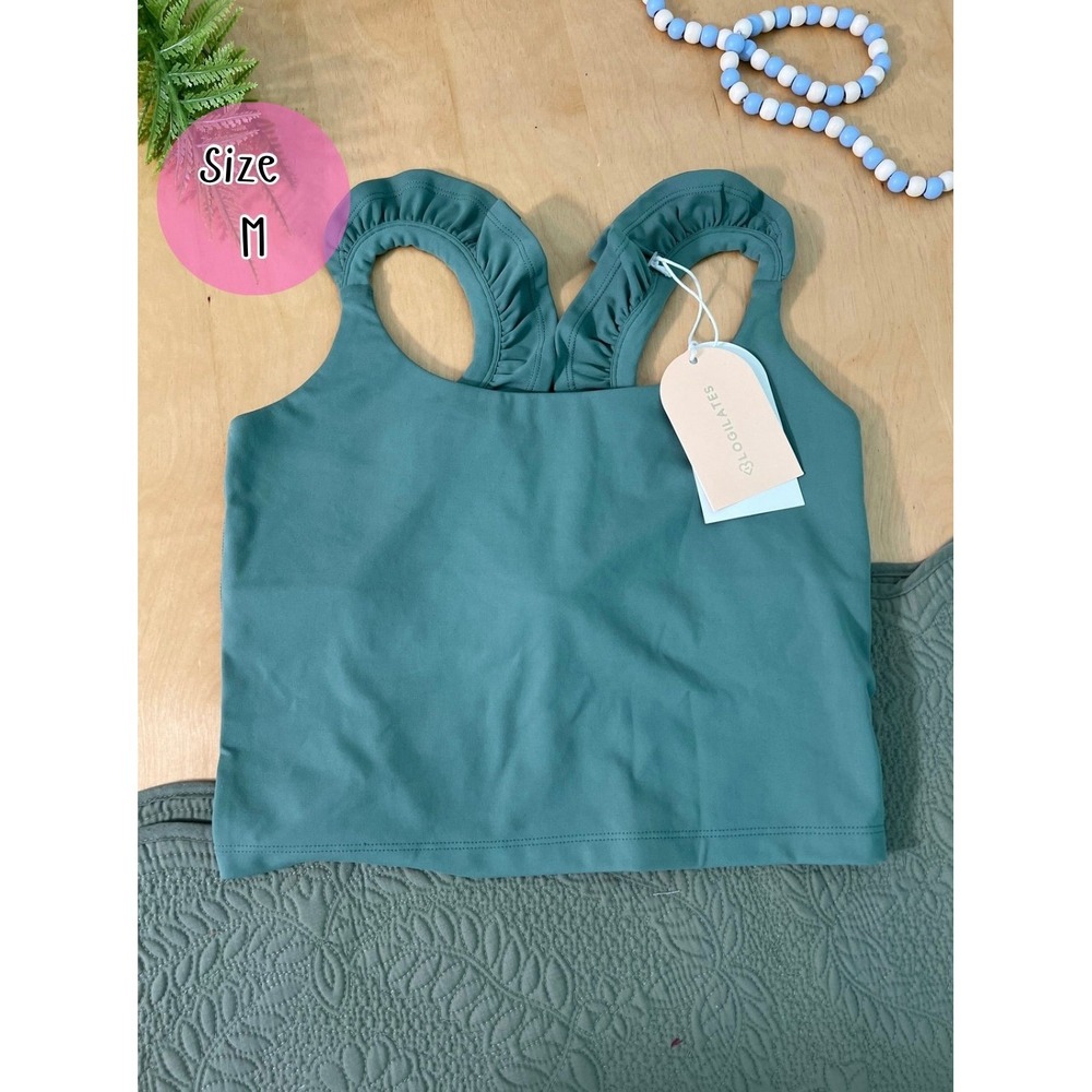 Blogilates Ruffle Tank Size M Green NWT